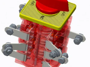 Selettore rotativo 3 alloggi da 100a Modello di stampa 3D