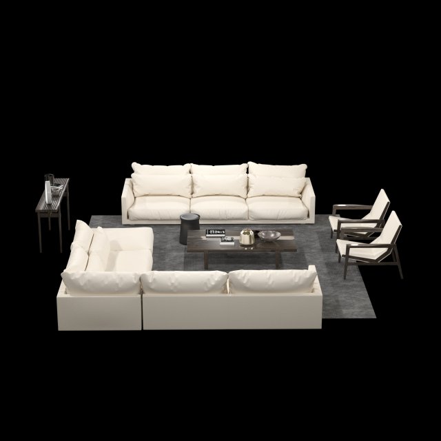 sofa set white leather 3D Модель .c4d .max .obj .3ds .fbx .stl .blend 
