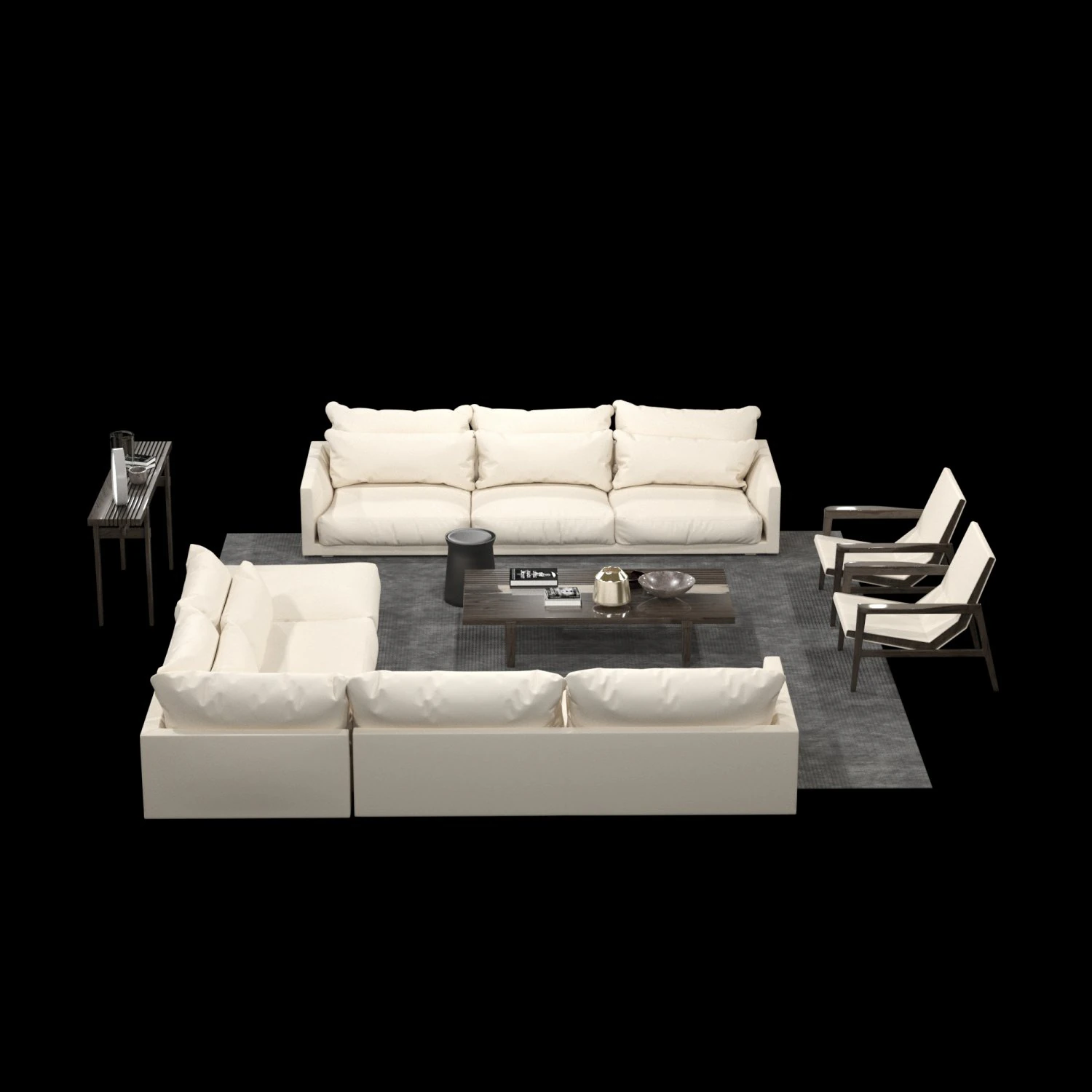 sofa set white leather 3D Model .c4d .max .obj .3ds .fbx .stl .blend 