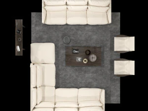 sofa set white leather 3D Model