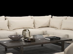 sofa set white leather 3D Модель