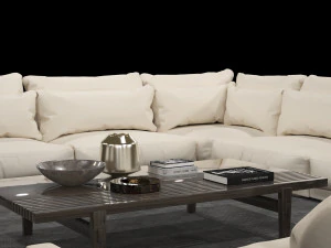 sofa set white leather 3D Model