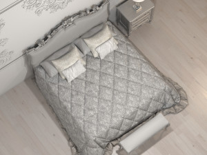 classic white bed Modello 3D