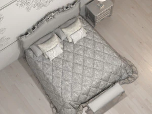 classic white bed 3D Model