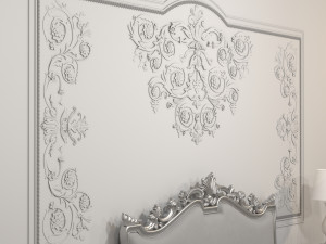 classic white bed Modello 3D