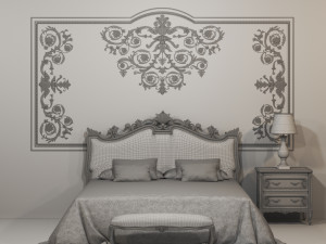 classic white bed Modello 3D