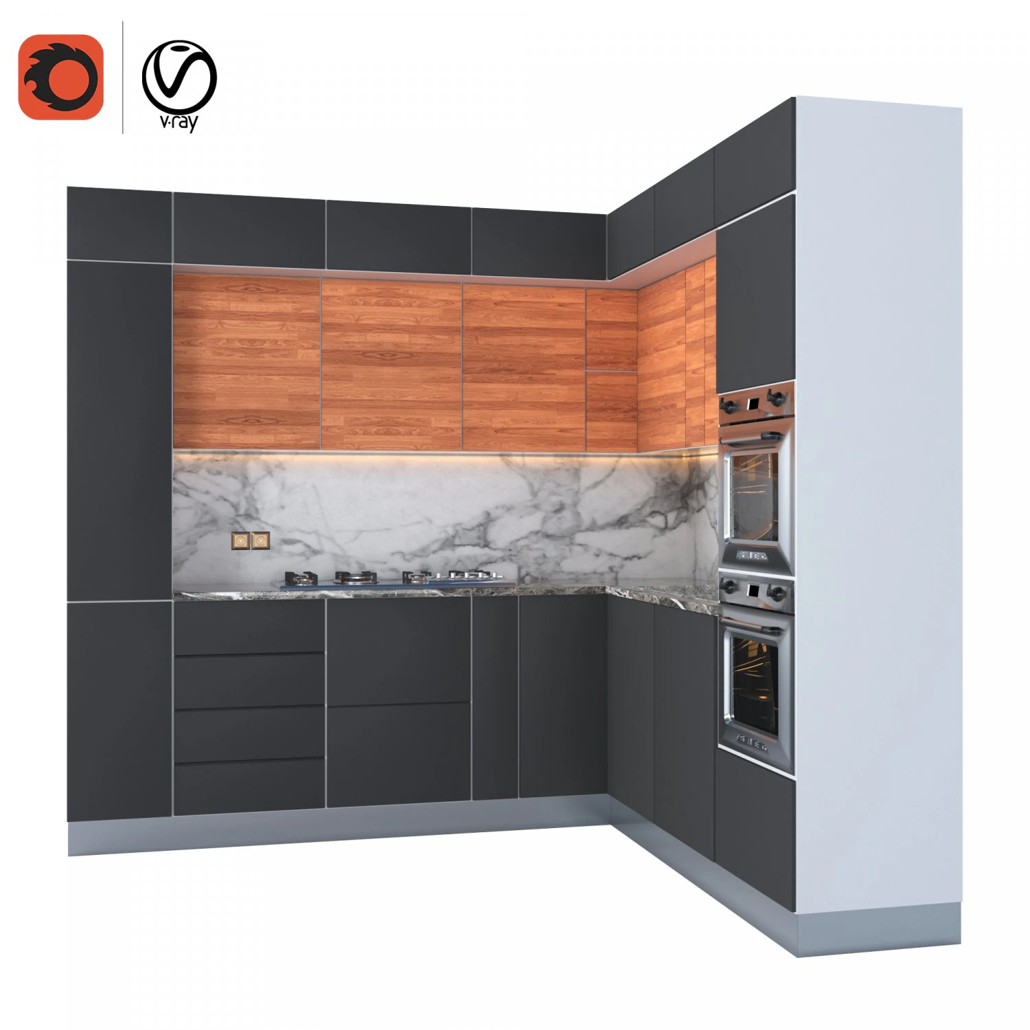 kitchen 3D Model .c4d .max .obj .3ds .fbx .stl .blend 