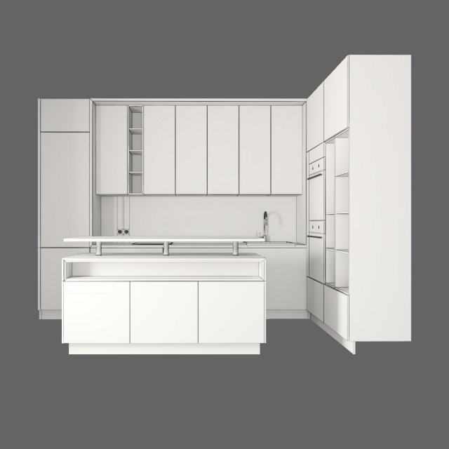 kitchen modern 3D Model .c4d .max .obj .3ds .fbx .stl .blend 