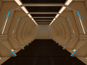 corredor de fic&ccedil;&atilde;o cient&iacute;fica Modelo 3D