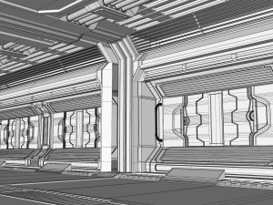 sci fi corridor 3D 模型