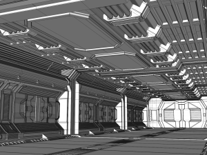 sci fi corridor 3D 模型