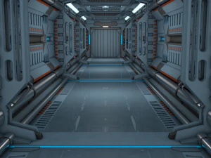 corredor de fic&ccedil;&atilde;o cient&iacute;fica Modelo 3D