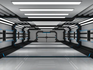 corredor de fic&ccedil;&atilde;o cient&iacute;fica Modelo 3D