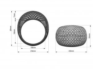 contemporary square profile structured ring 3D Model