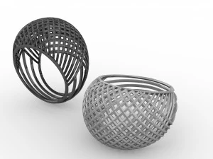 contemporary square profile structured ring 3D Model