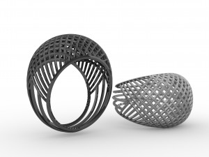 contemporary square profile structured ring 3D 模型