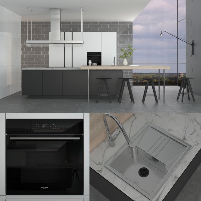 poliform varenna artex kitchen Model 3D .c4d .max .obj .3ds .fbx .stl .blend 