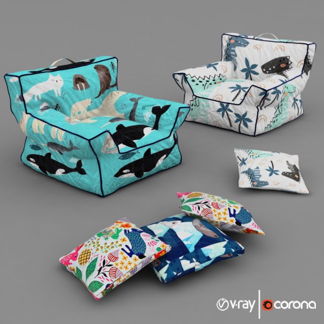 children sofa big joe Modèle 3D .c4d .max .obj .3ds .fbx .stl .blend 