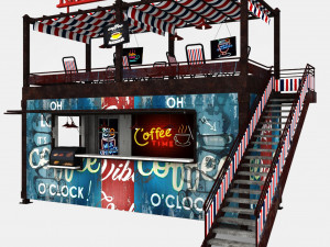 container kiosk cafe coffee 3D Model