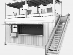 container kiosk cafe coffee 3D Model