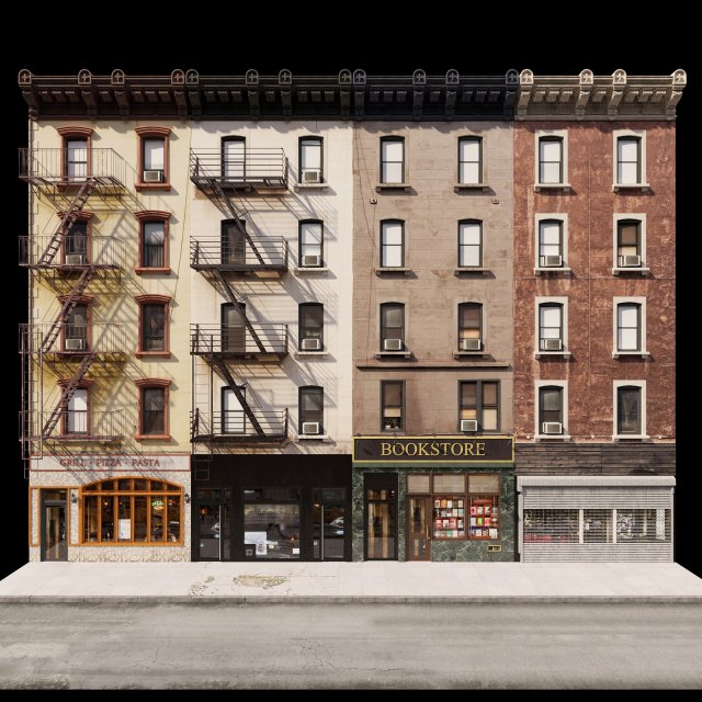 new york facade 3D मॉडल .c4d .max .obj .3ds .fbx .stl .blend 