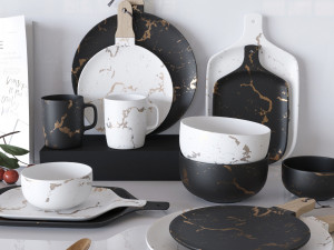 Gold marble glaze ceramic plates 3D-Modell