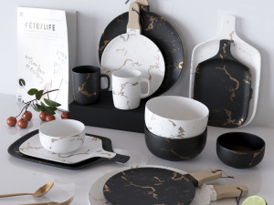 Gold marble glaze ceramic plates 3D मॉडल