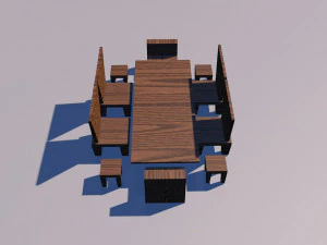st&oacute;ł i krzesła Model 3D