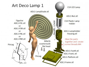 3d printable art deco lamp 1 3D 打印模型