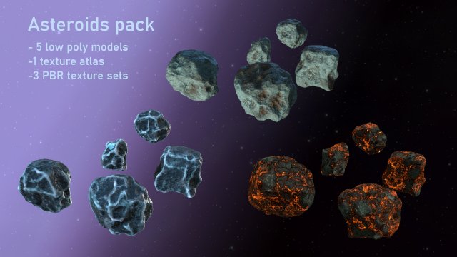 asteroids pack 3D Model .c4d .max .obj .3ds .fbx .stl .blend 