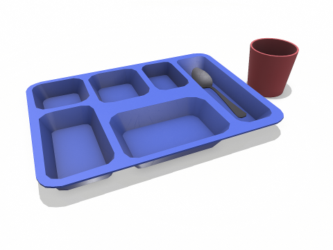 Prison Plastic Food Tray Low-poly PBR 3D Модель