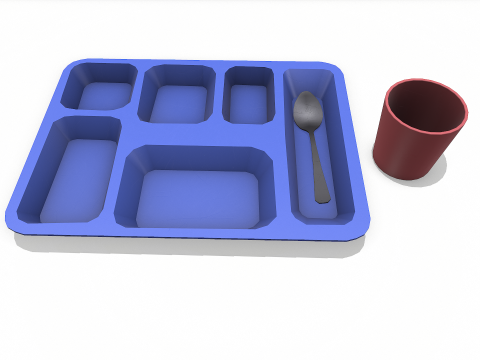 Prison Plastic Food Tray Low-poly PBR 3D Модель