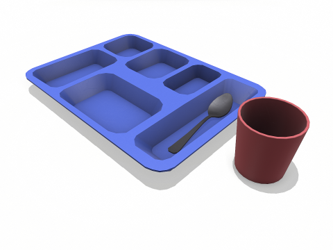 Prison Plastic Food Tray Low-poly PBR 3D Модель