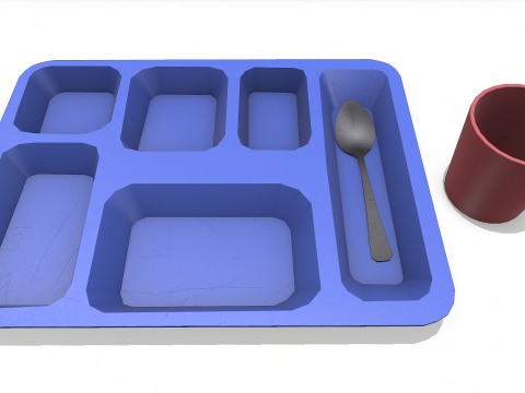 Prison Plastic Food Tray Low-poly PBR 3D Модель
