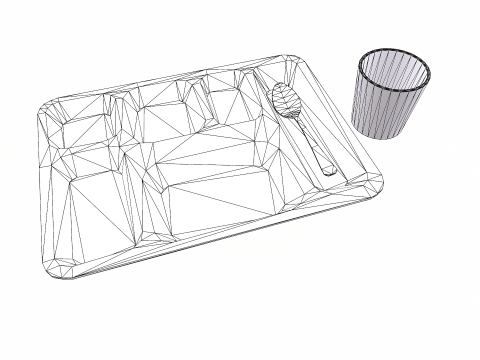 Prison Plastic Food Tray Low-poly PBR 3D Модель