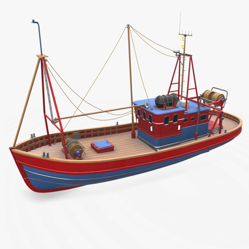 Fishing Boat 06 Low-poly PBR 3D Модель .c4d .max .obj .3ds .fbx .stl .blend