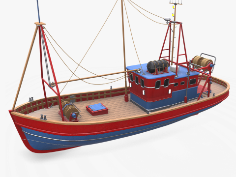Fishing Boat 06 Low-poly PBR 3D Model