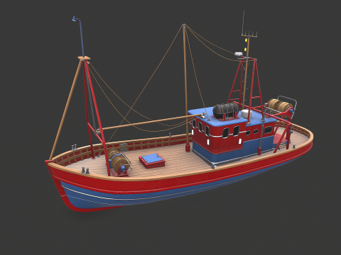 Fishing Boat 06 Low-poly PBR 3D Модель