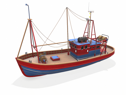 Fishing Boat 06 Low-poly PBR 3D Модель