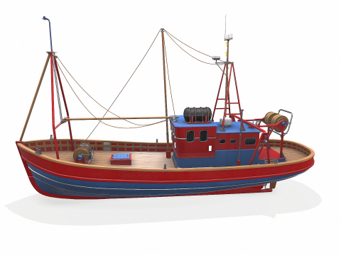 Fishing Boat 06 Low-poly PBR 3D Модель