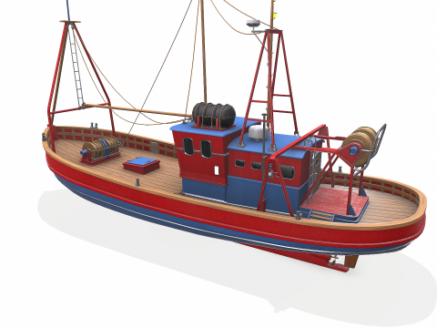 Fishing Boat 06 Low-poly PBR 3D Модель