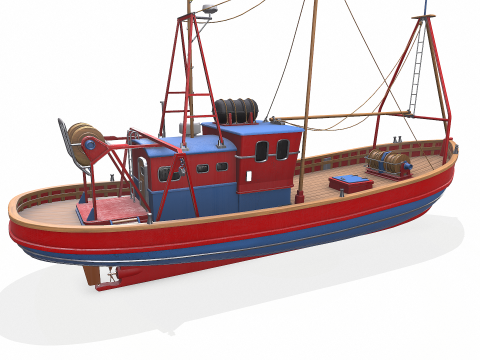 Fishing Boat 06 Low-poly PBR 3D Модель