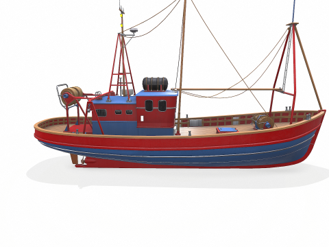 Fishing Boat 06 Low-poly PBR 3D Модель