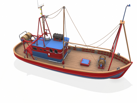 Fishing Boat 06 Low-poly PBR 3D Модель