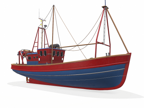 Fishing Boat 06 Low-poly PBR 3D Модель