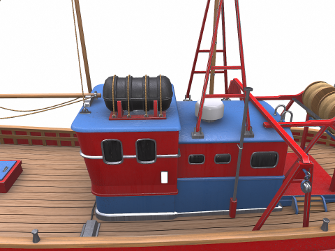 Fishing Boat 06 Low-poly PBR 3D Модель