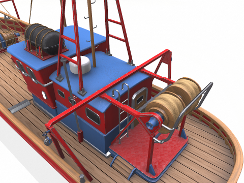 Fishing Boat 06 Low-poly PBR 3D Модель
