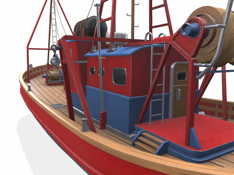 Fishing Boat 06 Low-poly PBR 3D Модель