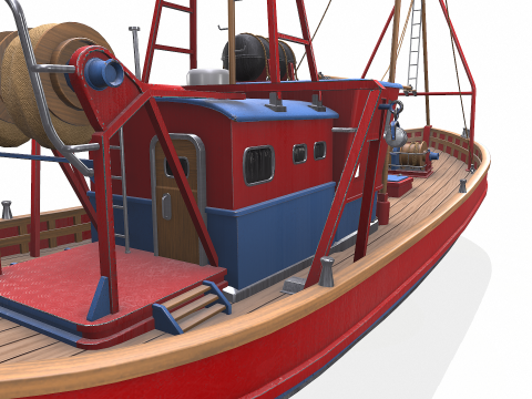 Fishing Boat 06 Low-poly PBR 3D Модель