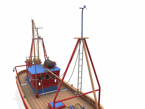 Fishing Boat 06 Low-poly PBR 3D Модель